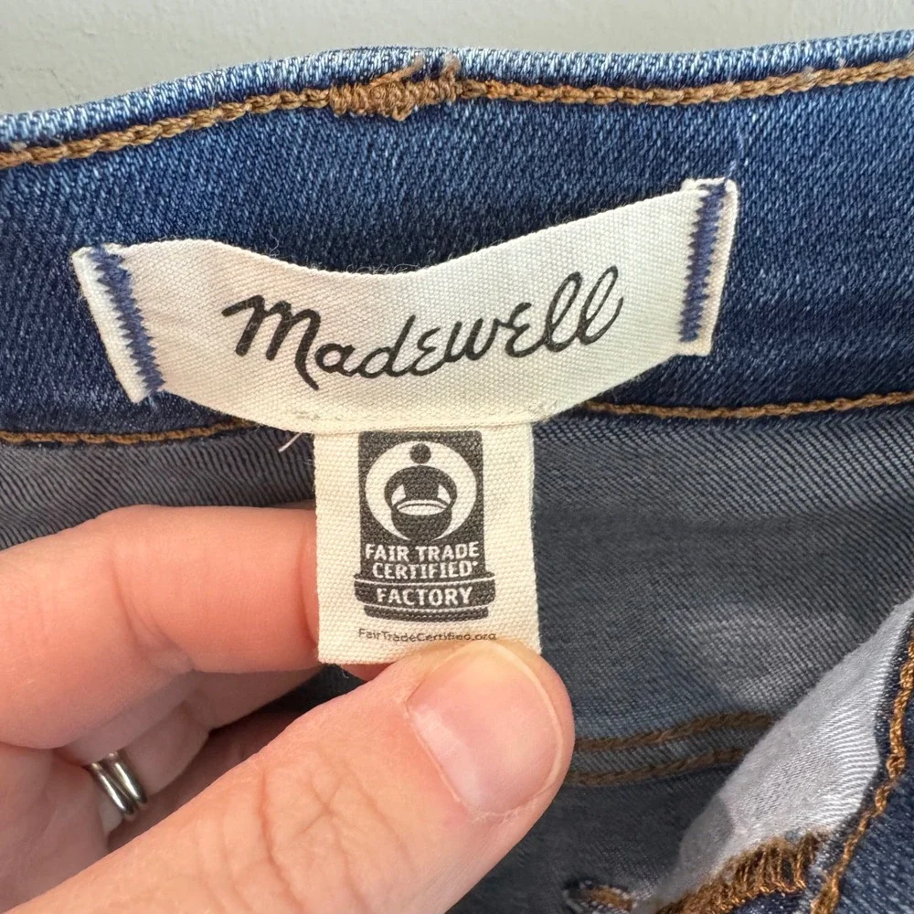 Madewell Petite Stovepipe Jeans Womens 32P Blue High Rise Straight Leg‎ Denim